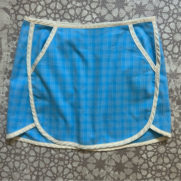 Urban Outifitters UO Picnic Dolphin Hem Mini Skirt Blue White Multi - Picture 5 of 10